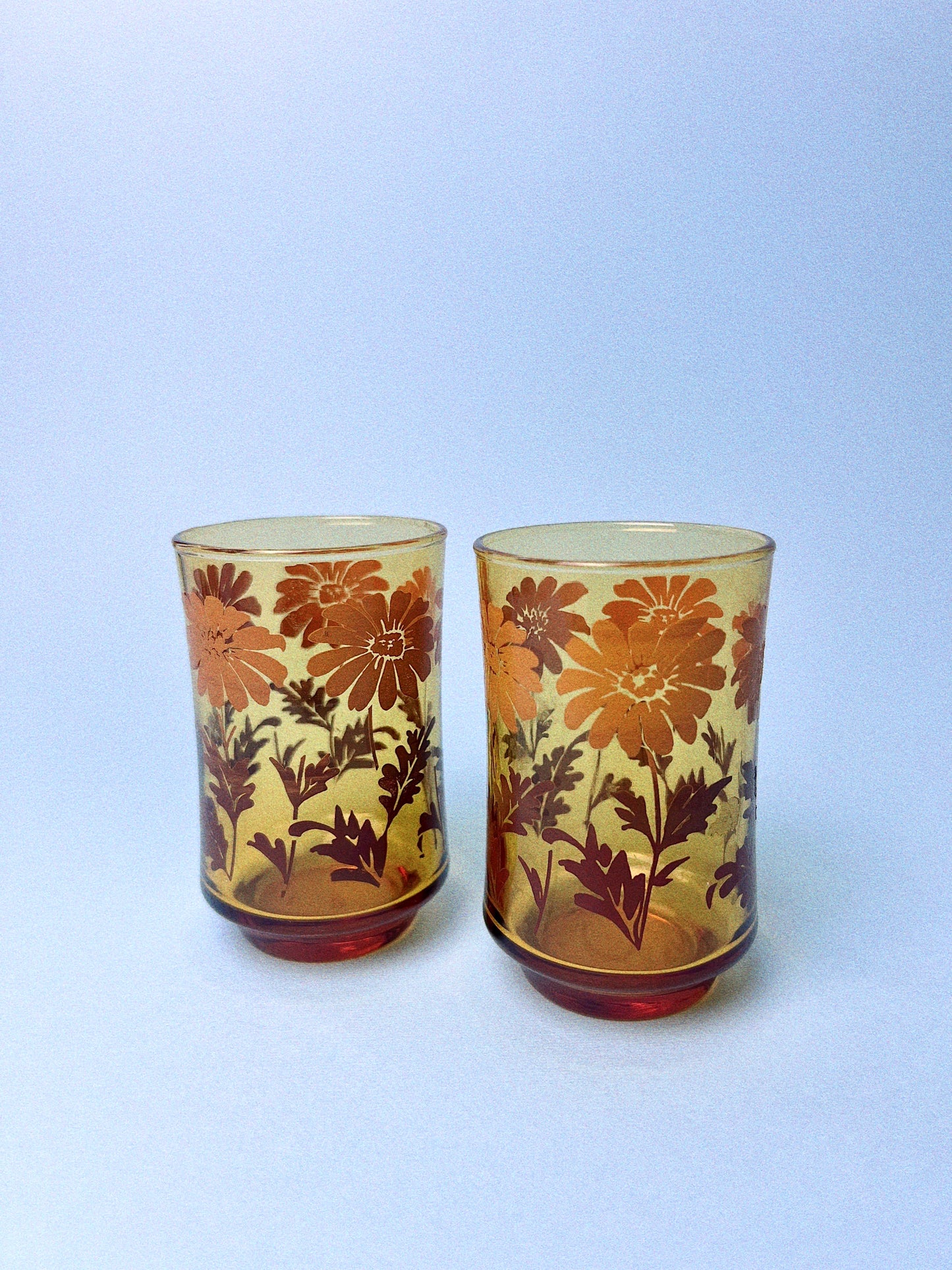 Vintage Amber Daisy Juice Glasses, Set of 2 | Libbey