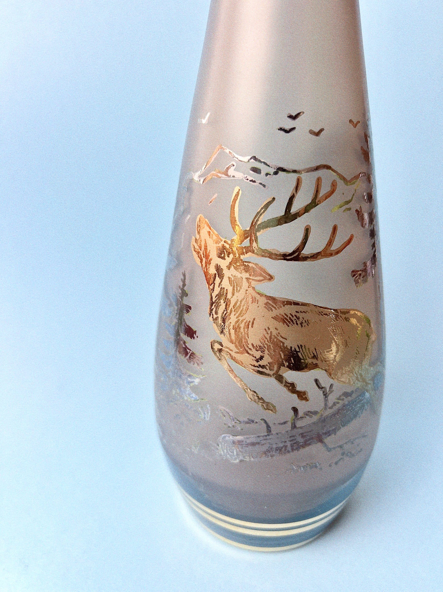 Vintage Bohemian Glass Egermann Stag Decanter Set