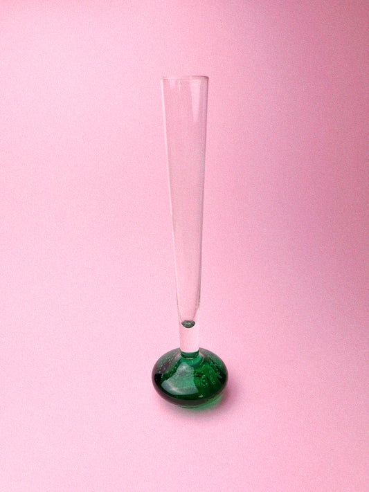 Vintage Emerald Green Controlled Bubble Base Bud Vase
