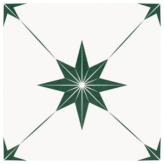 Estella Sticker Tile | Hunter Green - White