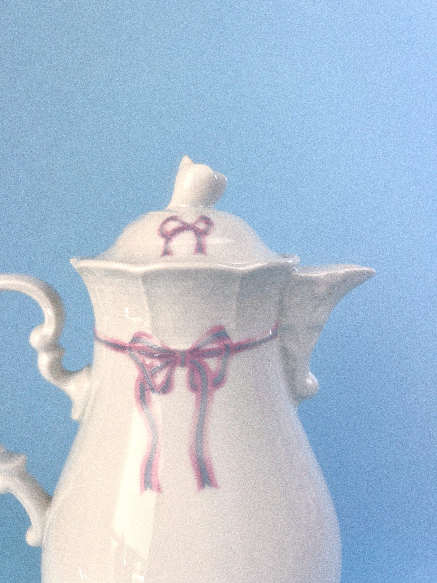 Vintage Belfor "Ribbon's Bow" Teapot + Creamer Set