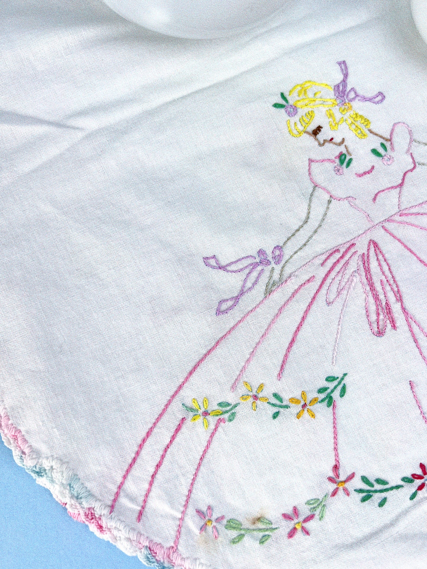 Vintage Lady Coquette Embroidered Console Runner