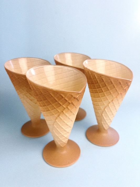 Italian Waffle Cone Sundae Glasses, Set of 4