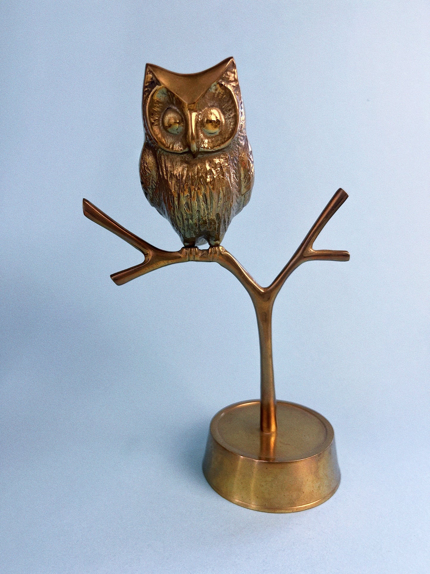 Vintage Brass Owl on Perch