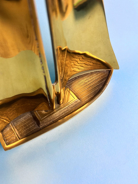 Vintage MCM Large Brass Sailboat