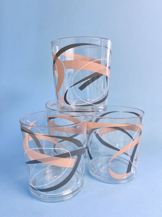 Vintage 'Ronart' Acrylic Ware Glasses, Set of 4 | Tranquil Pattern