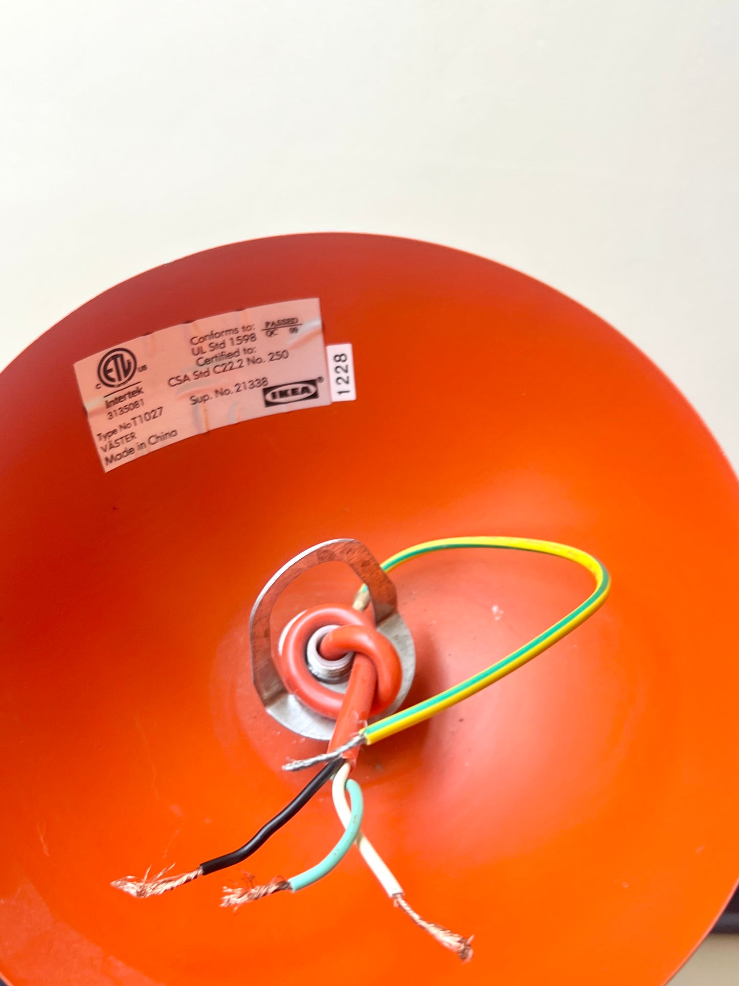 Vintage Ikea Orange LED Hanging Pendant Lamp | Väster - T1027