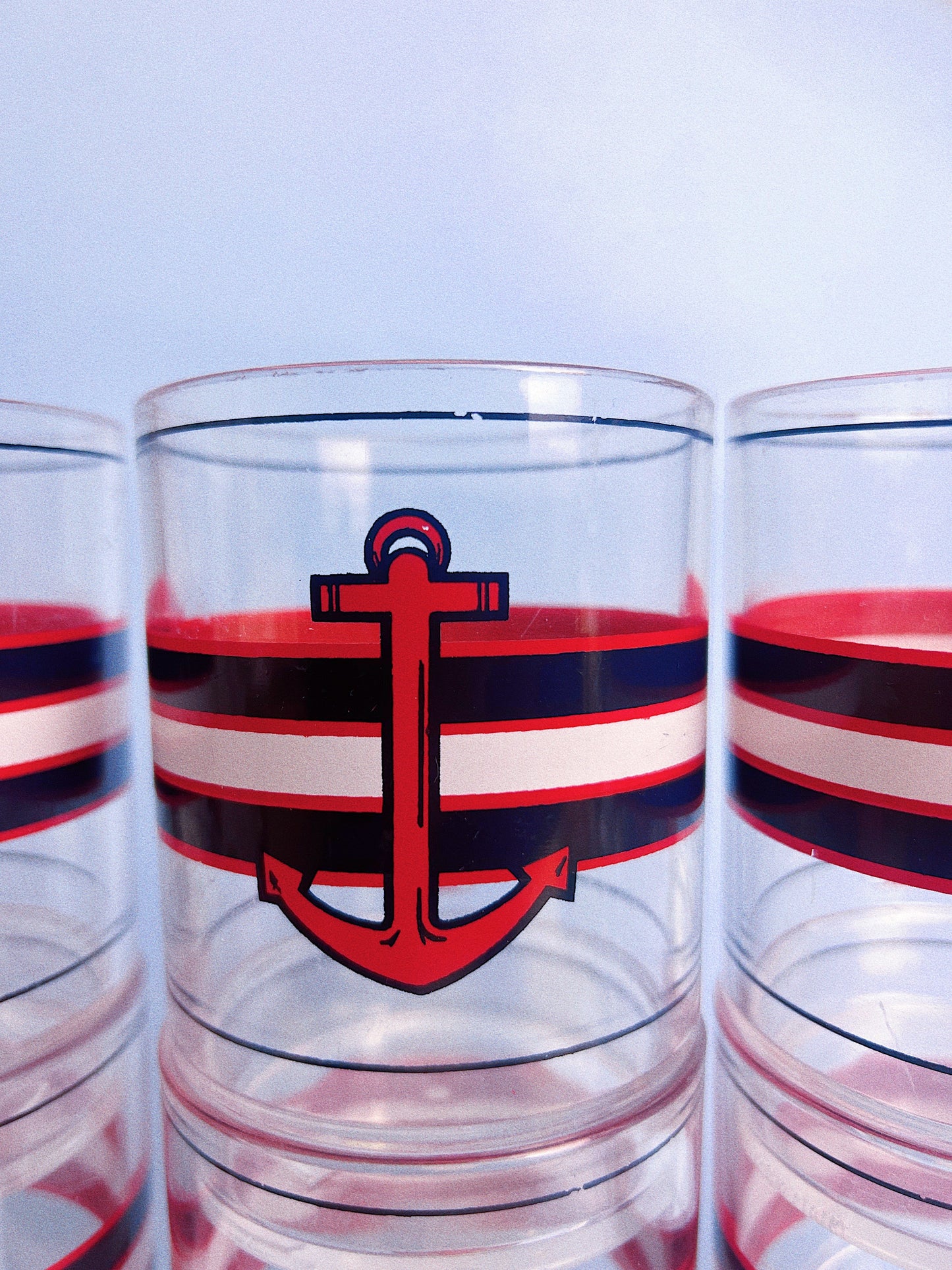 Vintage 'Culter' Anchor Acrylic Glasses, Set of 6