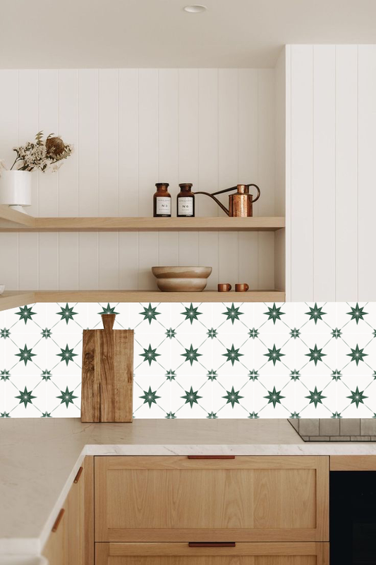 Estella Sticker Tile | Hunter Green - White