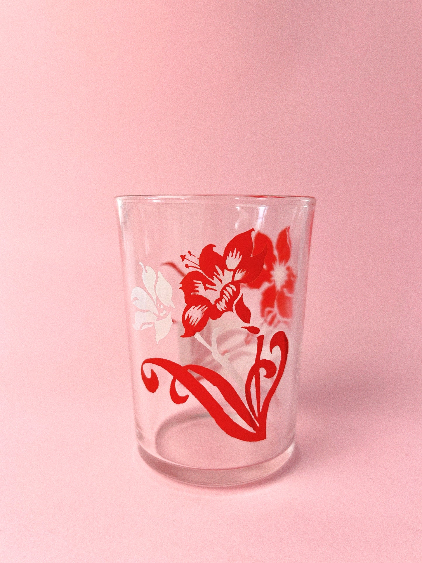 Vintage Midcentury Floral Juice Glasses, Set of 4