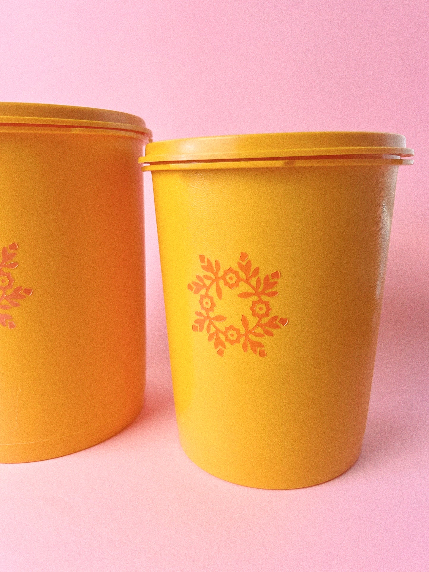 Vintage 'Tupperware' Harvest Maize Canisters, Set of 2