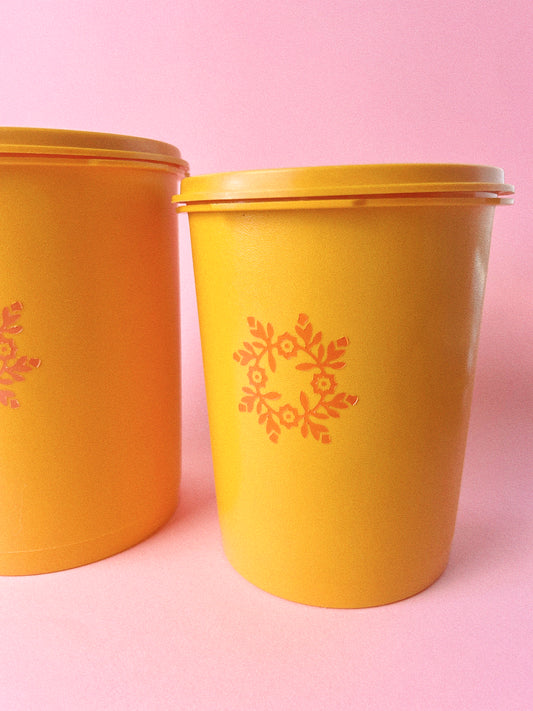 Vintage 'Tupperware' Harvest Maize Canisters, Set of 2