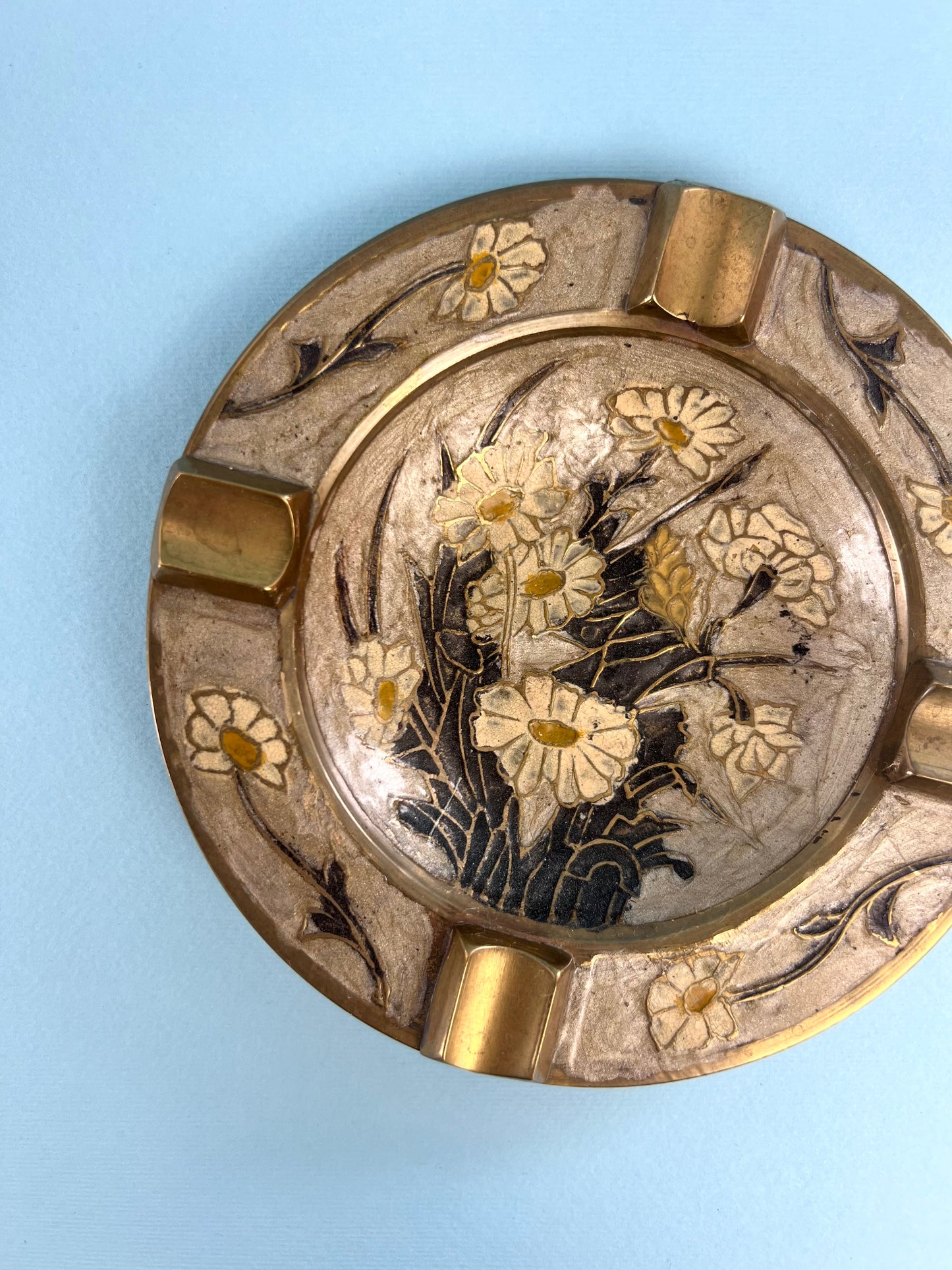 Vintage Brass Daisy Ashtray