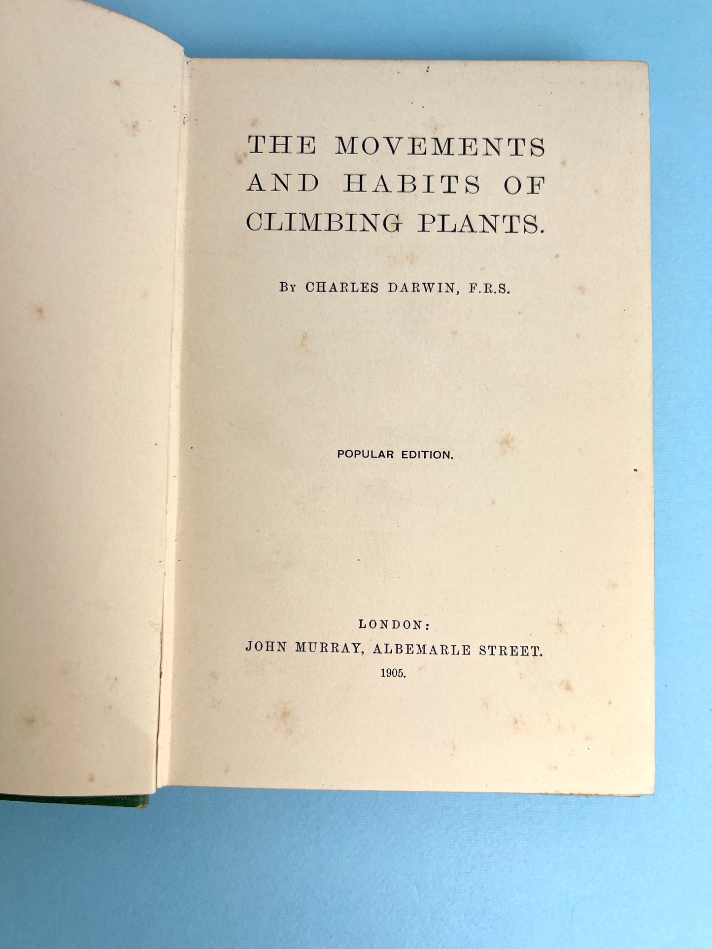 Vintage The Movements and Habits of Climbing Plants Book by Charles Darwin