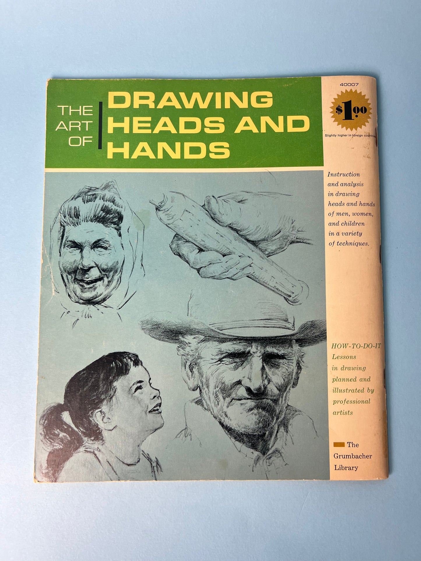 Vintage The Art of Drawing Heads + Hands from The Grumbacher Library Series