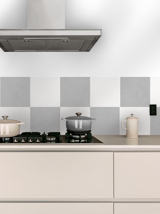 Checkerboard Sticker Tile | Dove Grey