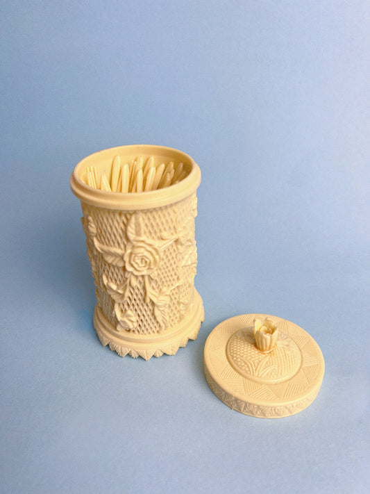 Mini Carved Celluloid Cocktail Forks + Lattice Holder