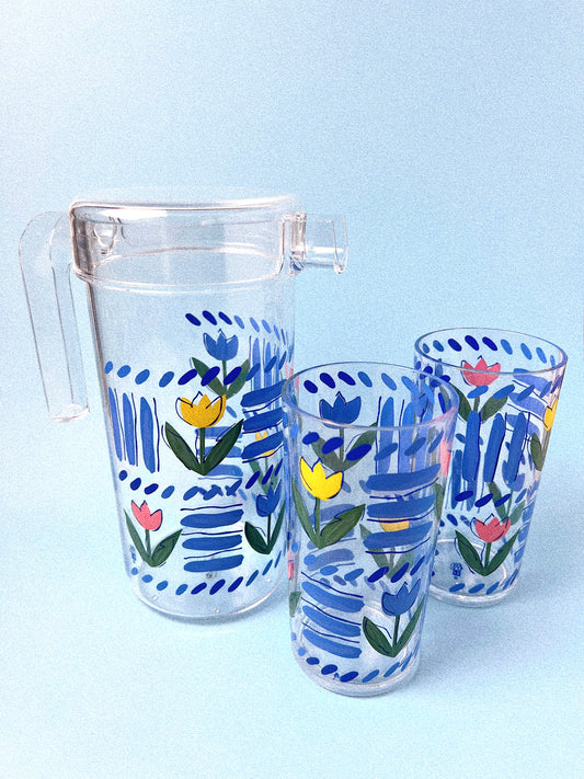 Vintage Tulips Acrylic Pitcher Set | Precision Craft