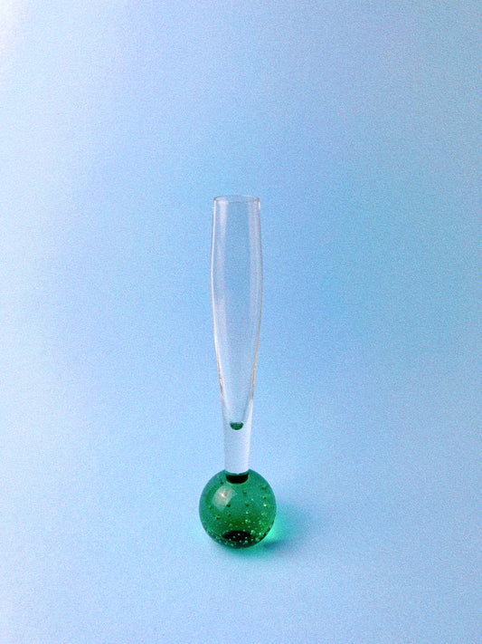 Vintage Controlled Bubble Base Bud Vase | Green
