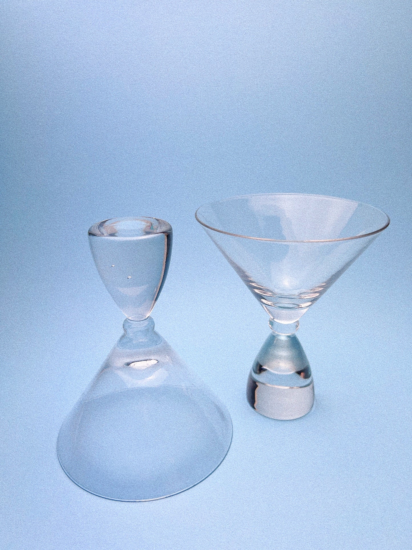 Vintage Modernist Conical Base Martini Glasses, Set of 2