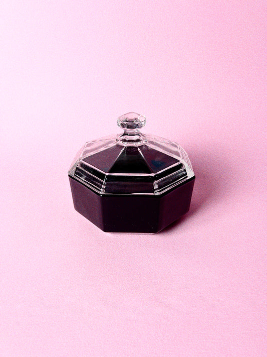 Vintage Octime Black Sugar Bowl with Clear Lid by Arcoroc