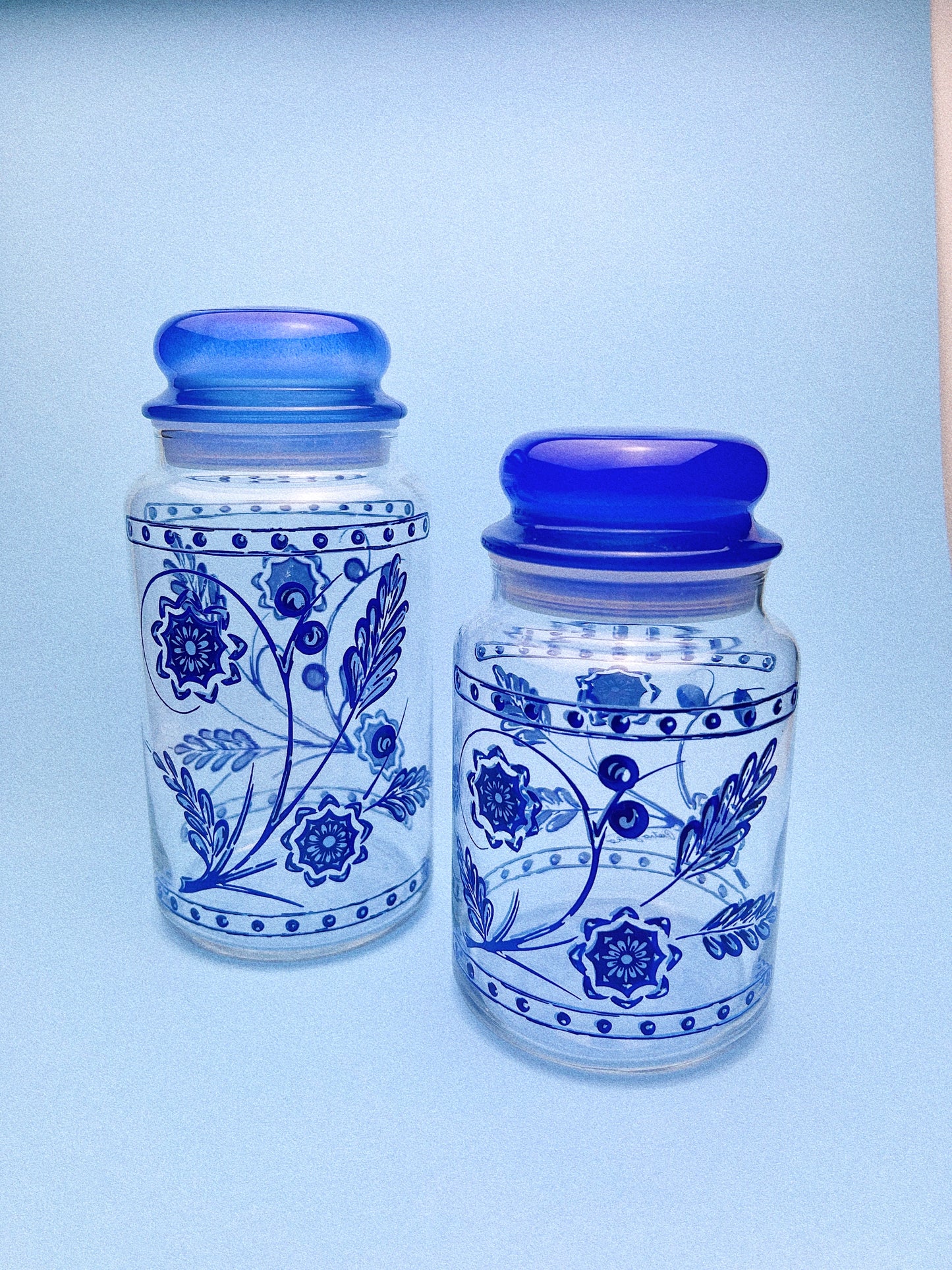 Vintage Pietro Gobeo Blue Floral Canister