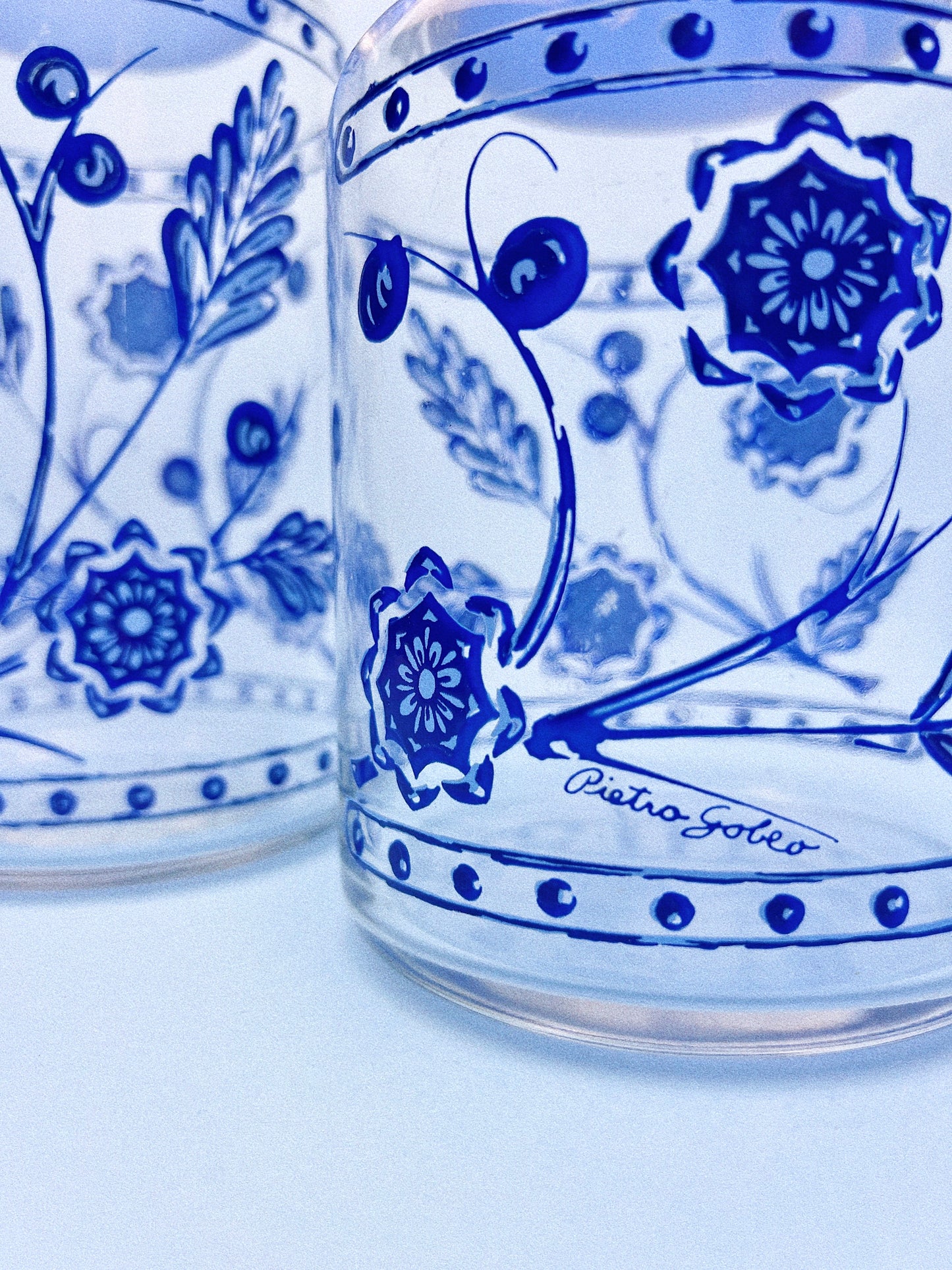 Vintage Pietro Gobeo Blue Floral Canister