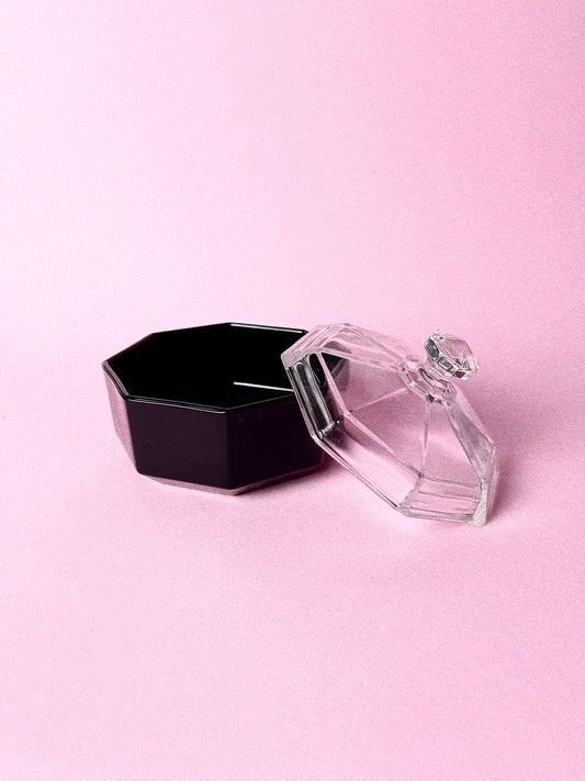 Vintage Octime Black Sugar Bowl with Clear Lid by Arcoroc