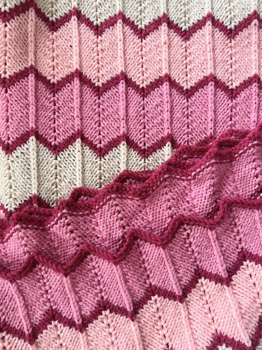 Vintage Knitted Ezzie Chevron Blanket