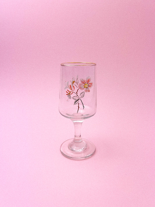 Vintage Floral Sherry Glasses, Set of 2