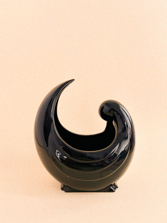 Vintage Fitz + Floyd Crescent Vase | Black