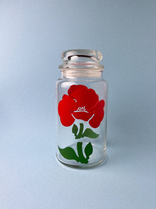 Vintage Foxy Floral (Red Poppy) Canister | Anchor Hocking