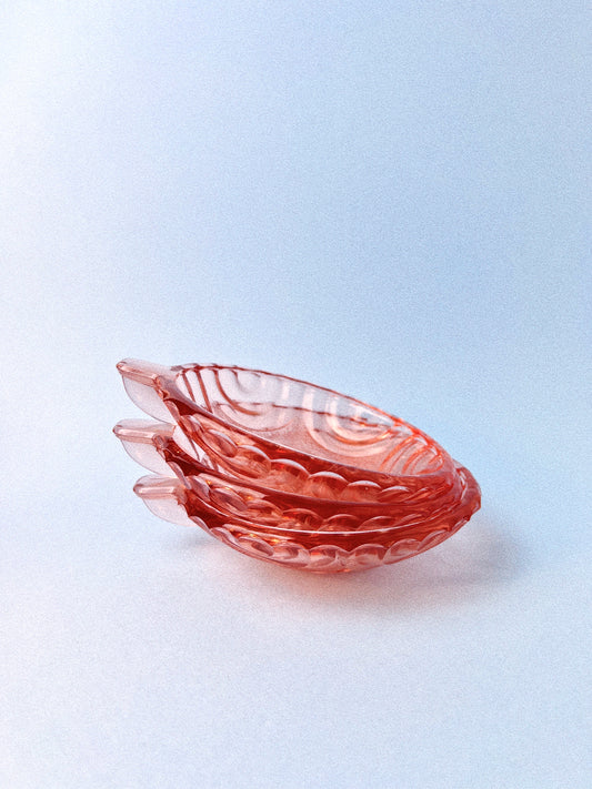 Vintage Pink Depression Glass Nappy Dish, Set of 3