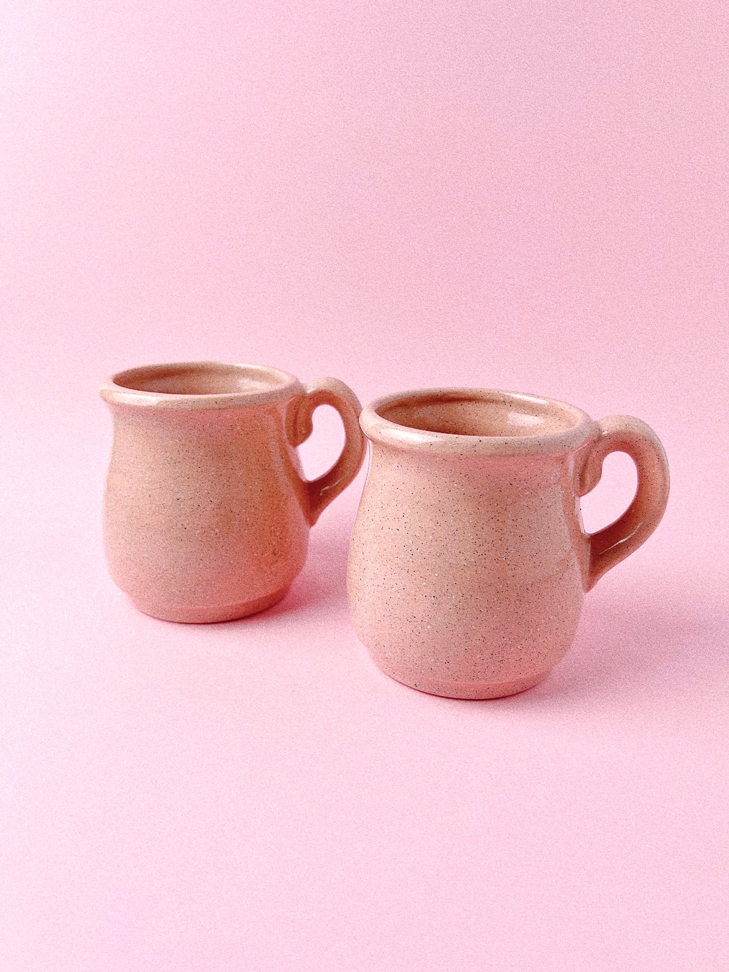 Vintage Pink Speckled Ceramic Mugs, Set of 2