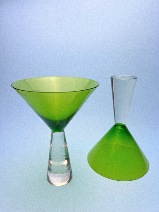 Vintage Modern Martini Glasses, Set of 2 | Green