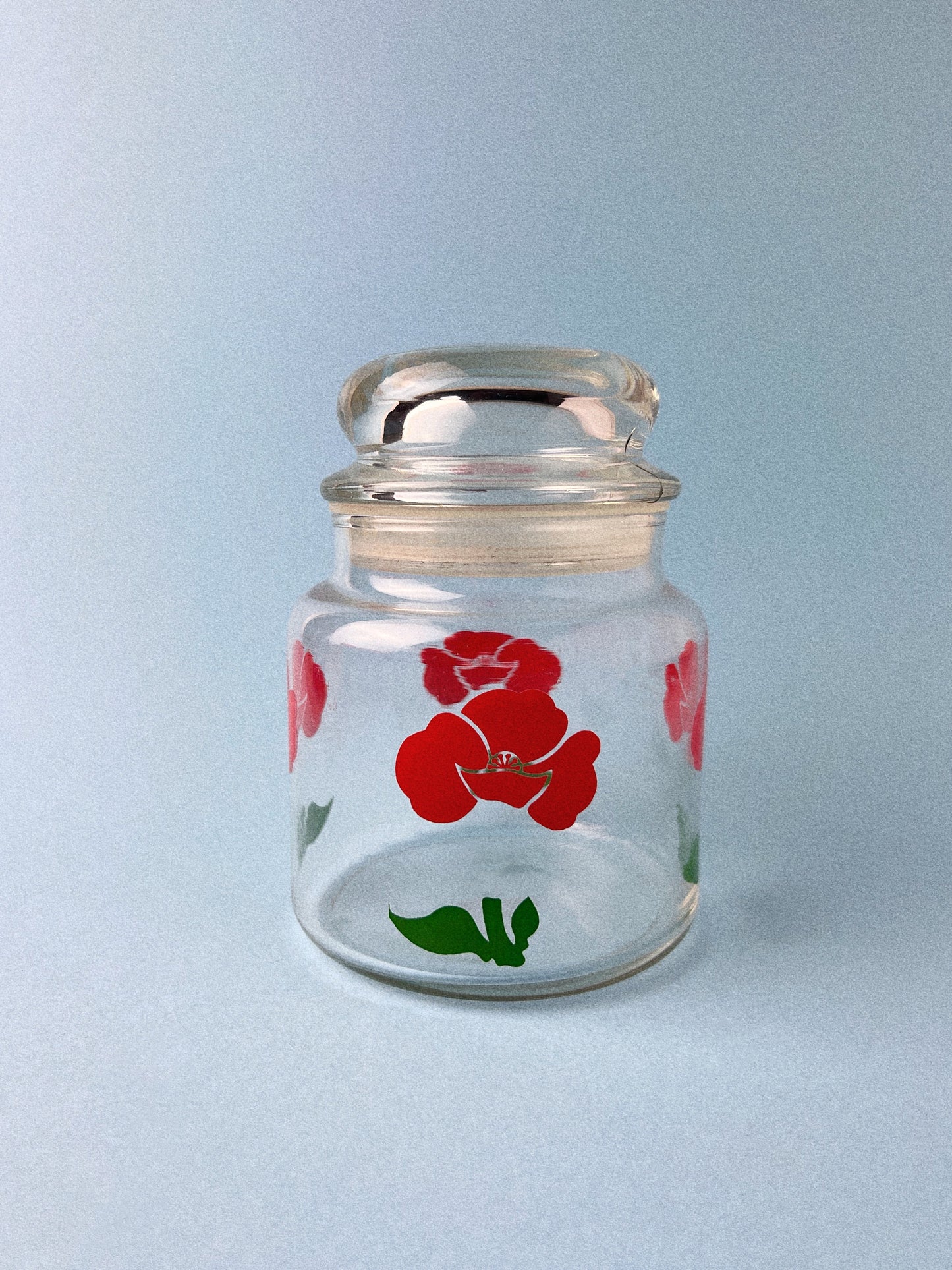 Vintage Foxy Floral (Red Poppy) Canister | Anchor Hocking