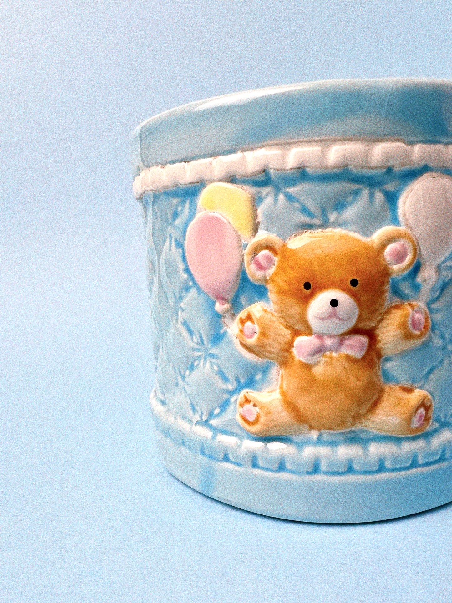 Vintage Baby Bear Plant Pot | Blue