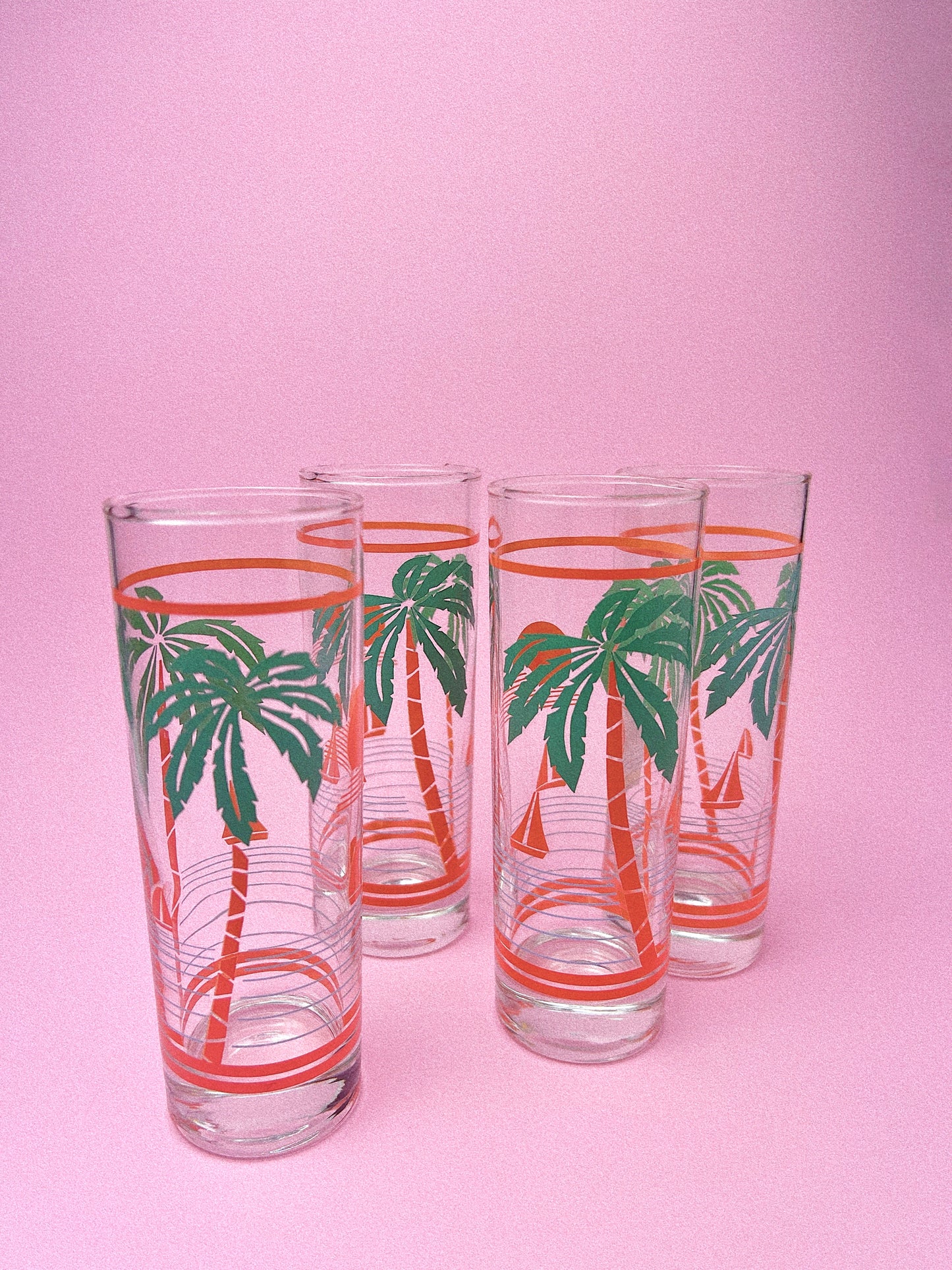 Miami Palm Tom Collins Glasses, Set of 4