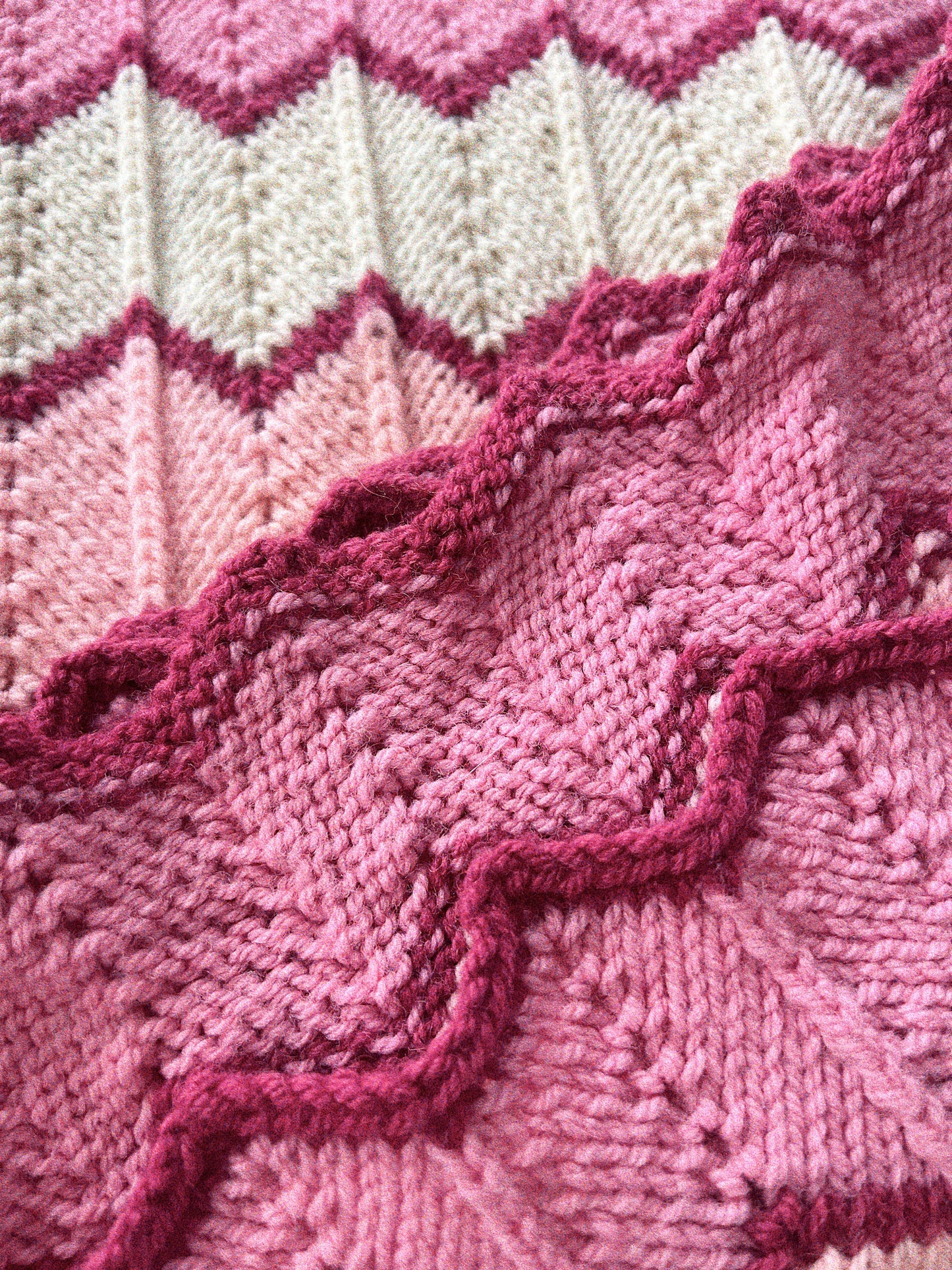 Vintage Knitted Ezzie Chevron Blanket